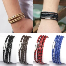 Плетеный браслет ручной работы, женский браслет, кожаный мужской браслет унисекс, модный