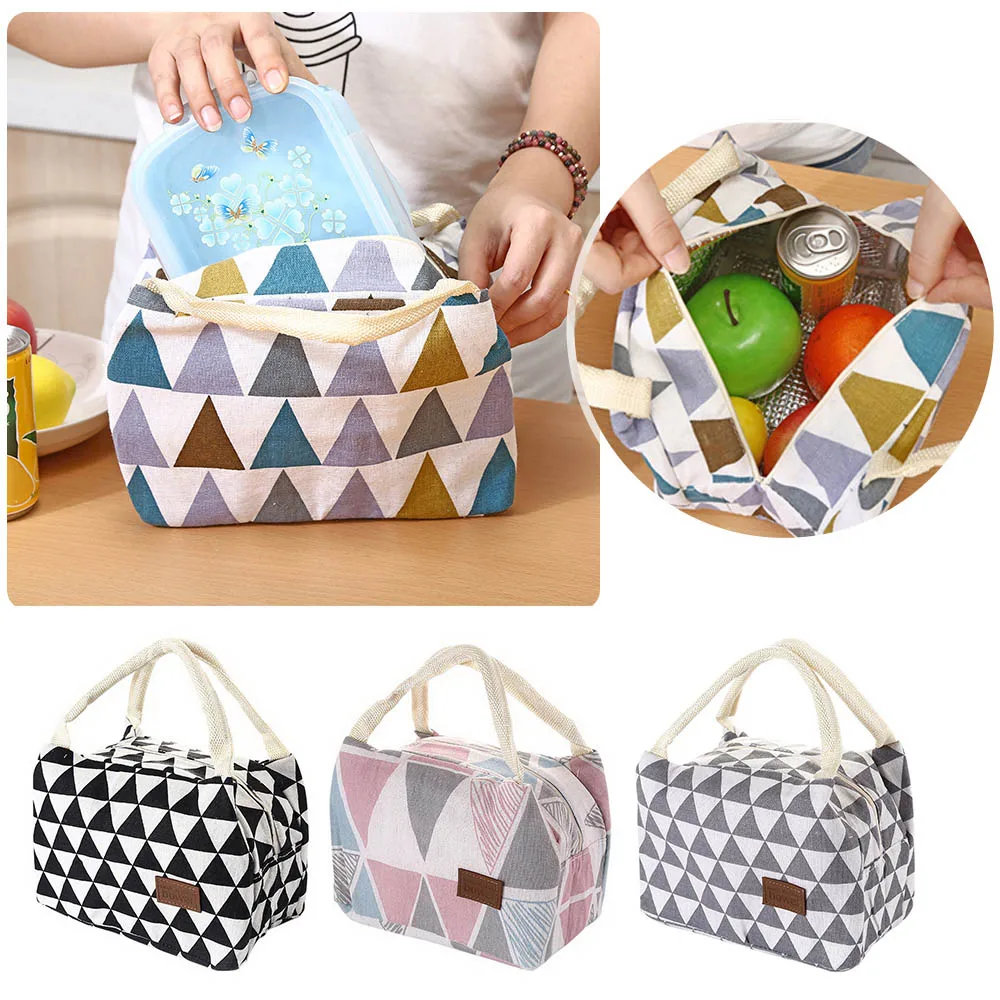 

2019 Geometric Lunch Handbags Thermal Bags Women Portable Insulated Baby Food Feeding Milk Bottle Warm Picnic Waterproof