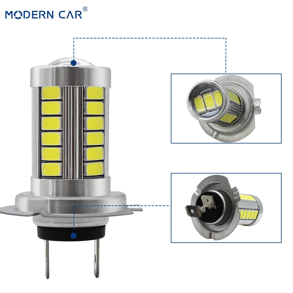 Современный автомобильный 5630 33SMD 2 шт. T20 S25 T25 светодиодный Авто Противотуманные фары Дневные Фары Лампы H7 H11 9005 9006 H4 туман светильник s Белый парковки повернуть один светильник