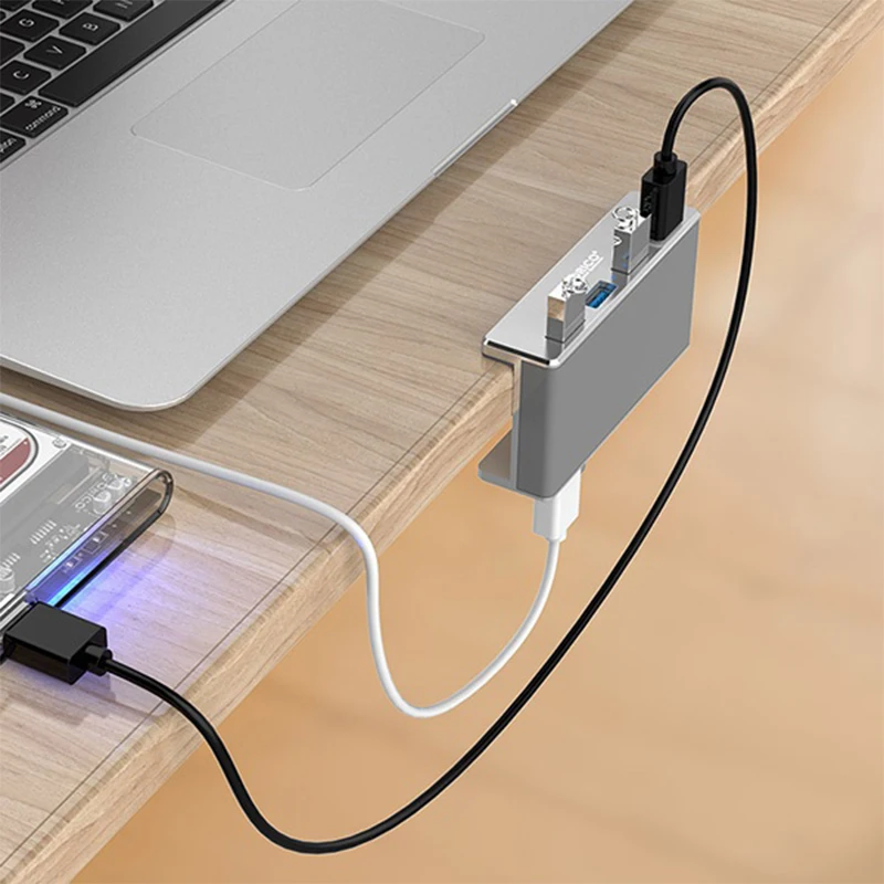 

Aluminum 4 Ports USB3.0 HUB High Speed Splitter Hub Adapter Clip-type HUB for Desktop Laptop Clip MH4PU Hub Charging Station