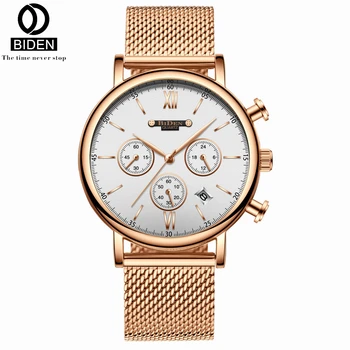 

BIDEN Quartz Mens Watches Luxury Chronograph Sports Quartz Men Fashion Casual Steel Waterproof WristWatch Relogio Masculino 2020