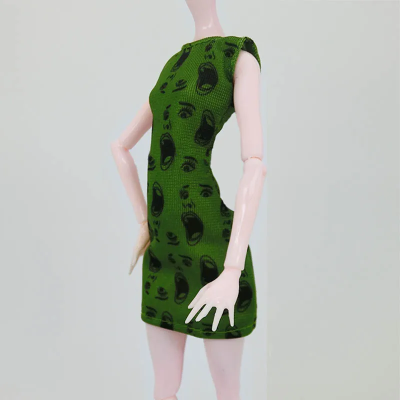 Зеленое цельнокроеное платье, Одежда для кукол Monster High, вечерние летние короткие платья, платья для кукол Monster High