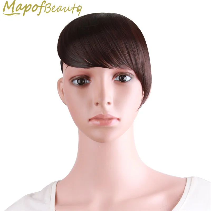 

MapofBeauty Fringe Bangs Clip In one piece Front Synthetic Hair Extension For Women Fake Hairpieces Heat Resistant False Hair