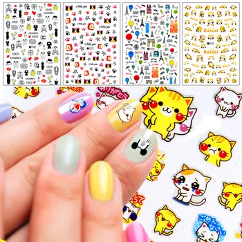 10 Sheets High Quality Ultra Thin Decals Cute Caton 3D Nail Art Stickers Patch Decorations For DIY Manicure Salon