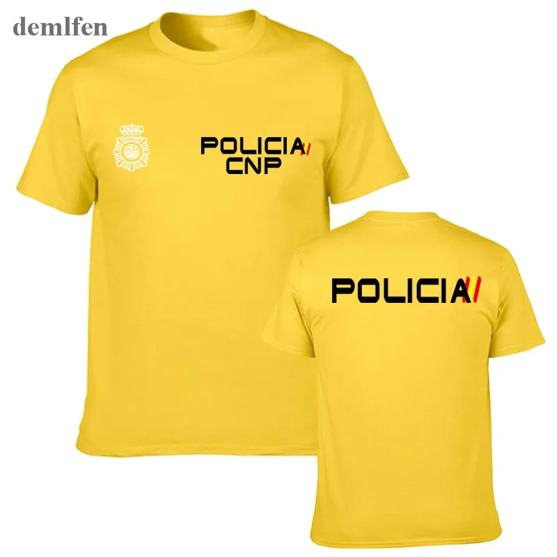 Espana Policia испанская национальная полиция Espana Policia Anti Riot Swat Geo Goes Special Forces Мужская футболка футболки для фитнеса уличная одежда - Цвет: yellow