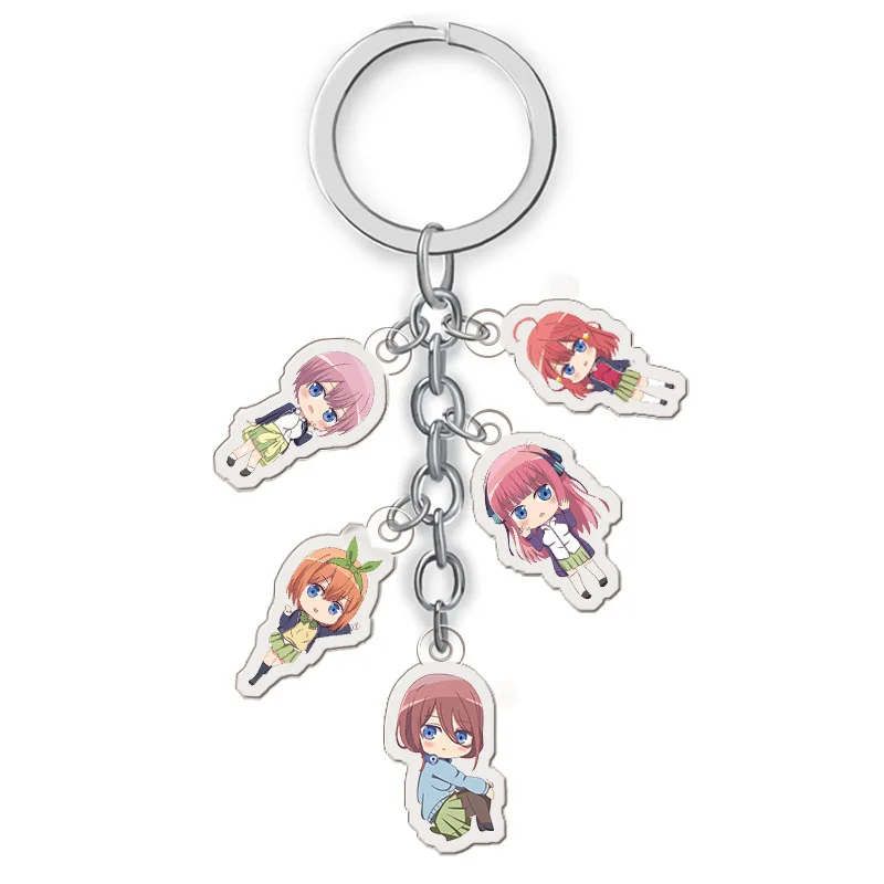 

5 in 1 Anime The Quintessential Quintuplets Keychain Cartoon Acrylic Go-Toubun No Hanayome Car Key Holder Chain Pendant Keyring