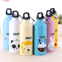 Zylindrischen Niedliche Cartoon-Tier Familie Sport Wasserflaschen Kaninchen Elefanten Umwelt Tragbare Flasche Aluminium Karabiner