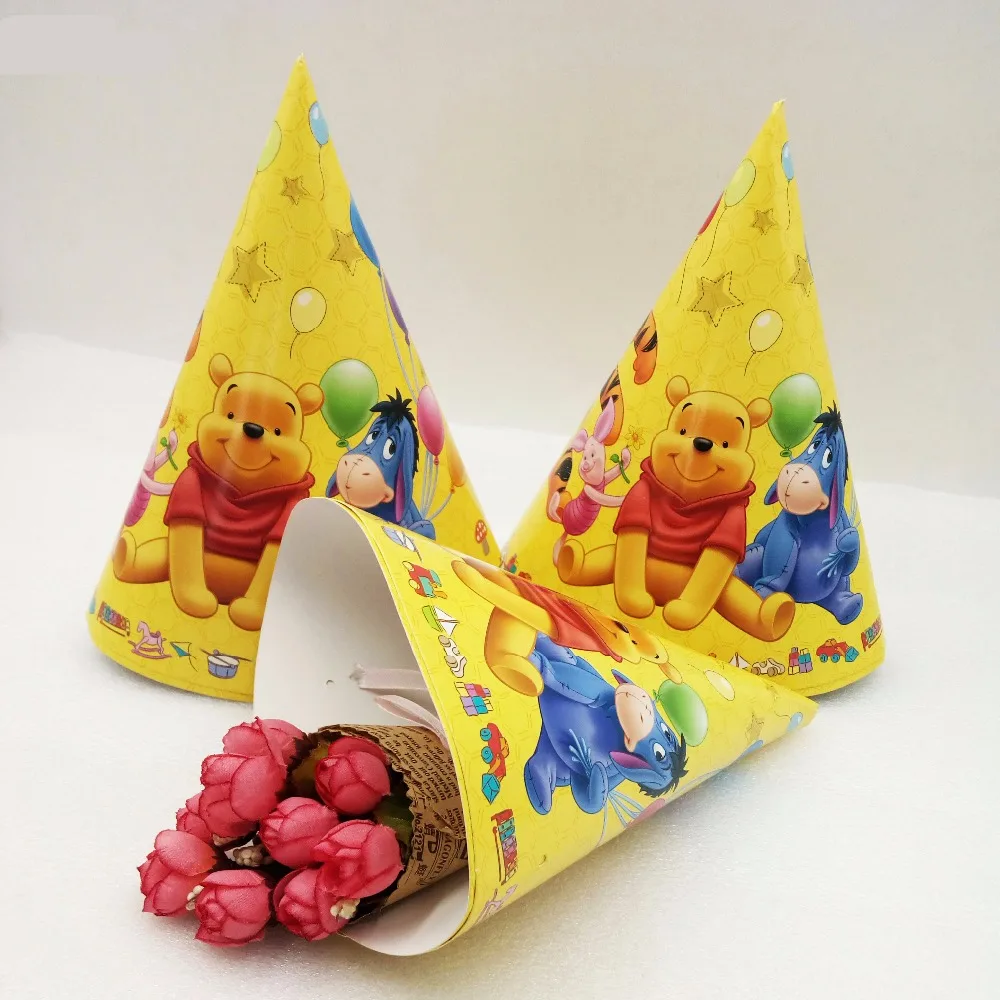 

Disney6pcs/lot Winnie the Pooh Cartoon Theme Party Paper Caps Children Birthday Party Decoration Party Tools Favor Supplies
