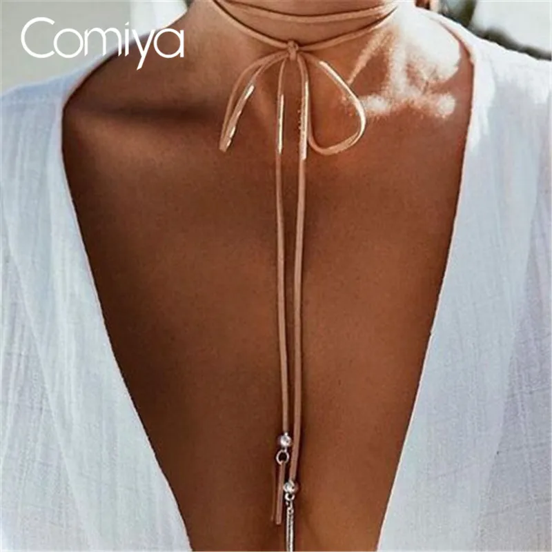 

Comiya Brown White Black Flannel Korean Simple Jewelry Necklaces For Women Silver Pendants Rope Chains Necklace Multi-Layers