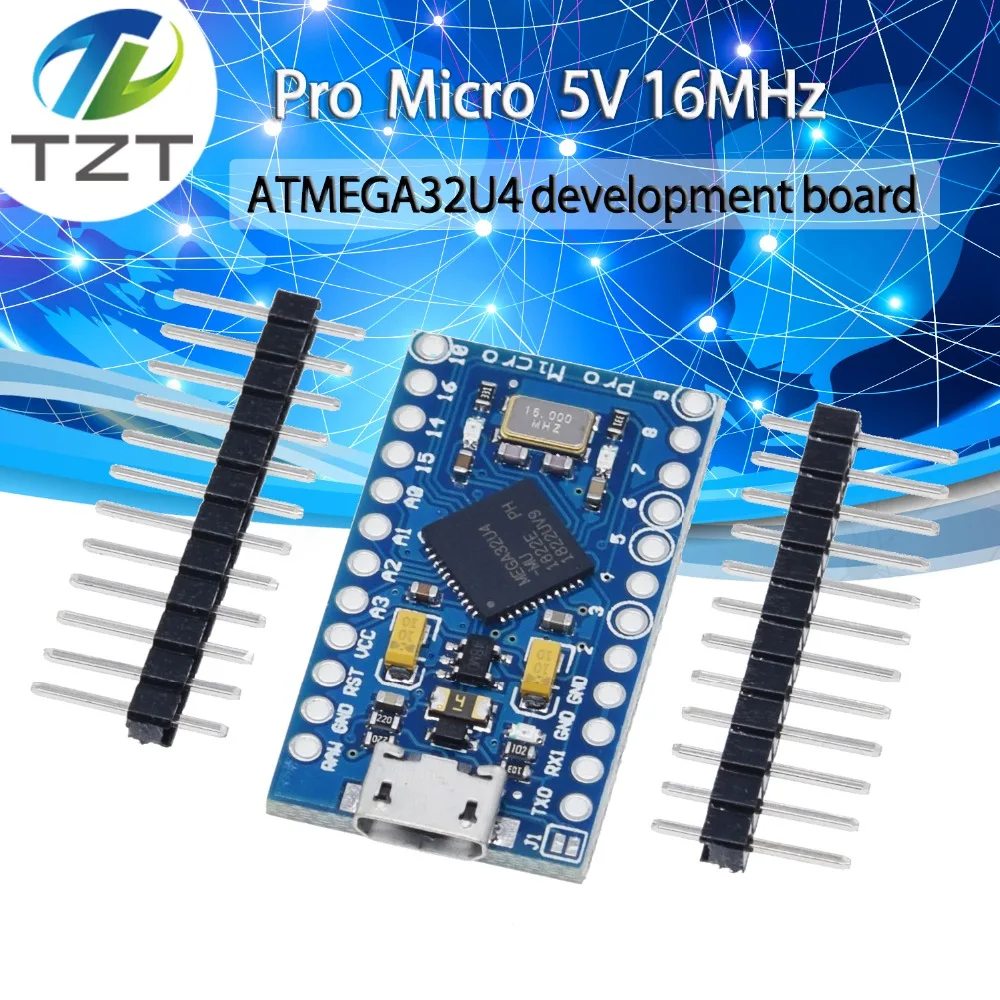 TZT Pro Micro ATmega32U4 5 В 16 мГц заменить ATmega328 для arduino Pro Mini с 2 строки заголовка штифт для Леонардо Mini-Usb Интерфейс