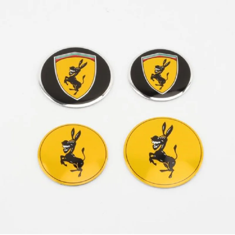 

1pcs Aluminum Creative Funny Humor Spoof Kuso Prank Sticker for Ferrari Donkey Logo Emblem Badge Metal Car Styling Sticker Decal