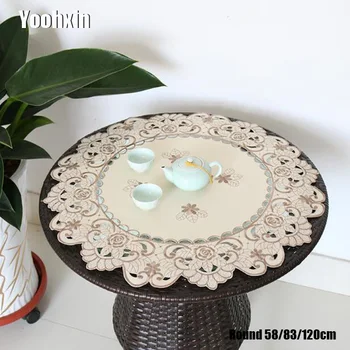 

Luxury white lace satin Tablecloth embroidery dining kitchen tea coffee Table Cover cloth placemat Christmas party Wedding decor