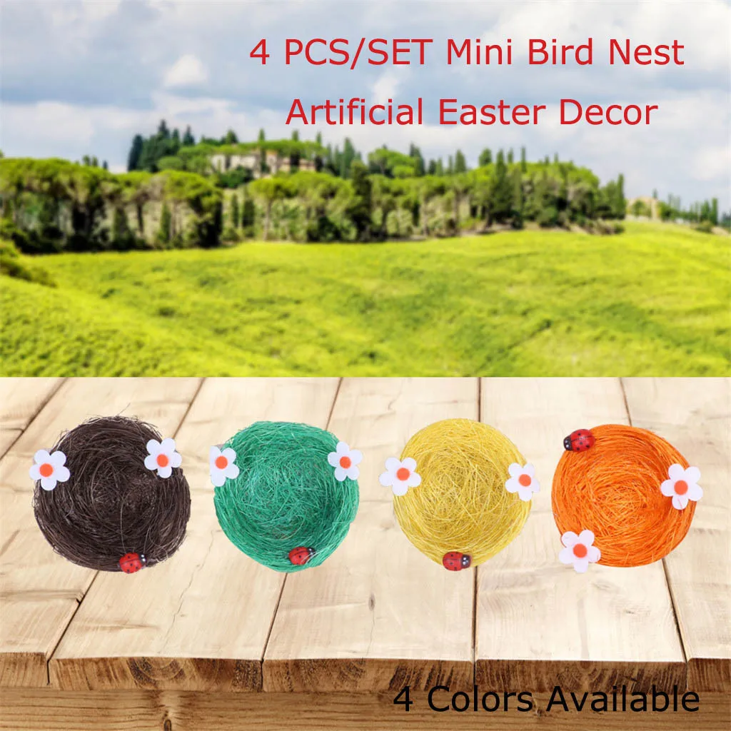 

2019 New 4 PCS/Set Simulation Bird Nest Mini Artificial Bird Nest Model Creative Easter D #NN0220