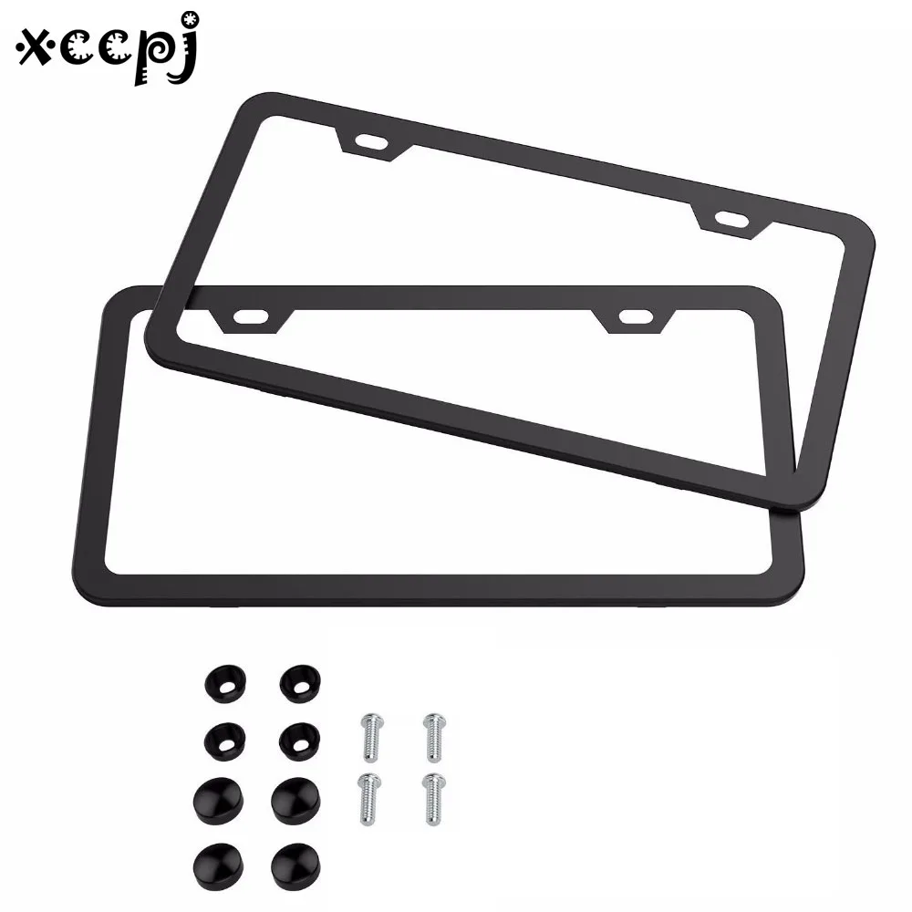 

Black License Plate Frames,Stainless Steel Car Licence Plate Covers Slim Design 2PCS with Bolts Washer Caps for US Standard