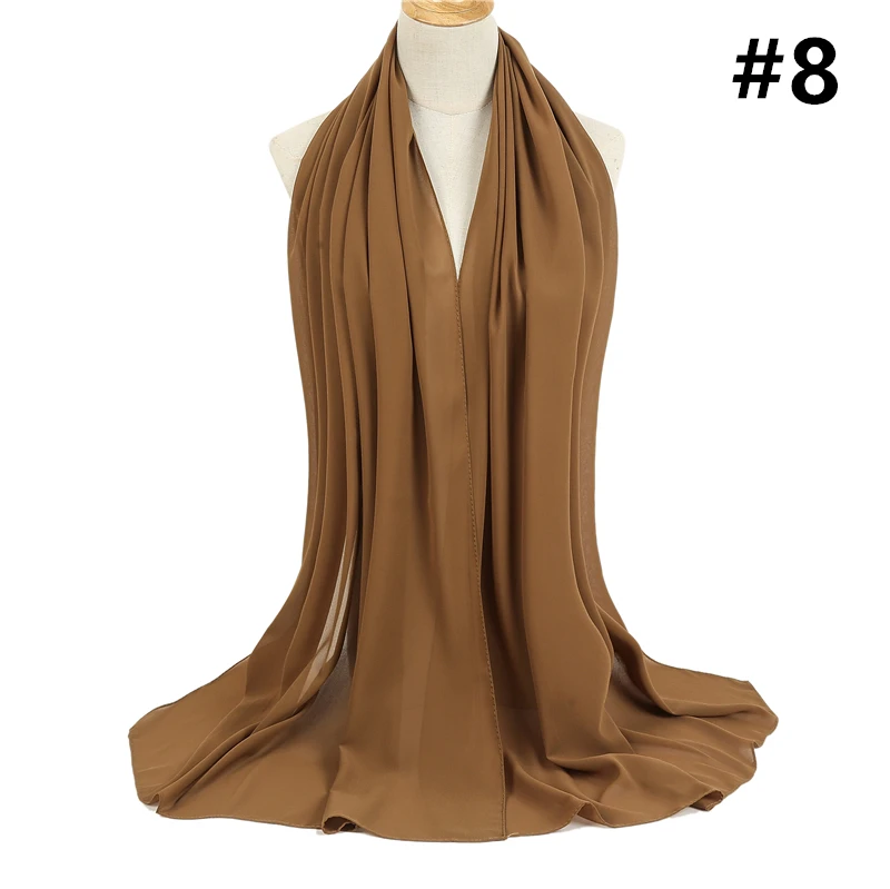 Женский хиджаб, шарф, сплошной шифон, мягкий, для девушек, шали и обертывания, длинный размер, Пашмина, бандана, платок, женский шелковый шарф, повязка на голову - Цвет: h09.8