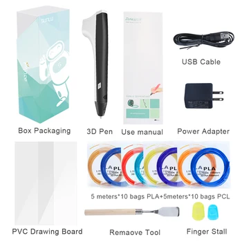 

new SUNLU 3D Pen Drawing Artcrafts Pens Modeling with 20 bags PLA/PCL Filament 1.75mm 3d Printing with safty for Kids