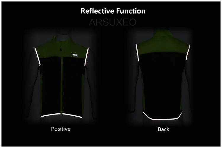 ARSUXED Men Cycling Jersey Sleeveless Breathable Windproof Sport Cycling Vest Reflective MTB Bicycle Running Male Wind Breaker