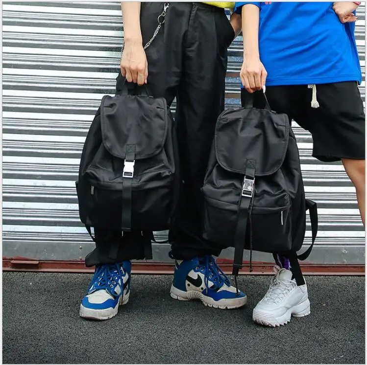 

Leisure Shoulder Bag Men pure black Drawstring backpack Student's schoolbag Large capacity travel hiking Backpack for Women bags