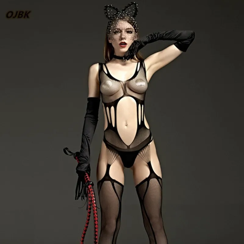 

Women lingerie Black Body Stocking Sexy Underwear for female Erotic costume Hot Porno Open Crotch Fishnet Cosplay Babydoll