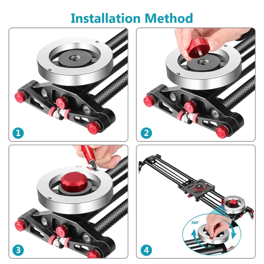 Neewer Camera Slider Видеодорожка Dolly Rail Стабилизатор маховика Противовес с легкими углеродными волокнами RailS