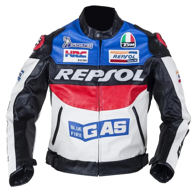 DUHAN chaqueta deportiva de moto GP moto rcycle REPSOL de chaqueta de cuero de VS02 orange azul, M, L, XL, XXL, 3XL buen cuero p - Цвет: Синий