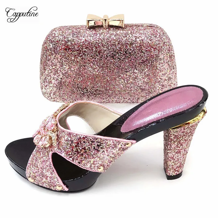 

Amazing wedding pump shoes and purse handbag D088 in pink, heel height 12cm many color on sale