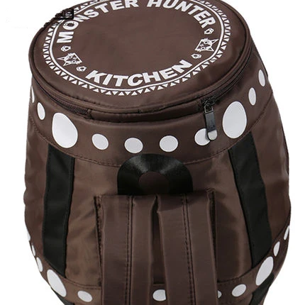 Cosplay&Ware [6]Anime Game Monster Hunter Cosplay Ailu Cat Explosion Barrel Backpack Teenager Student Nylon Zipper Drum Knapsack -Cosplay&Ware anime Shop