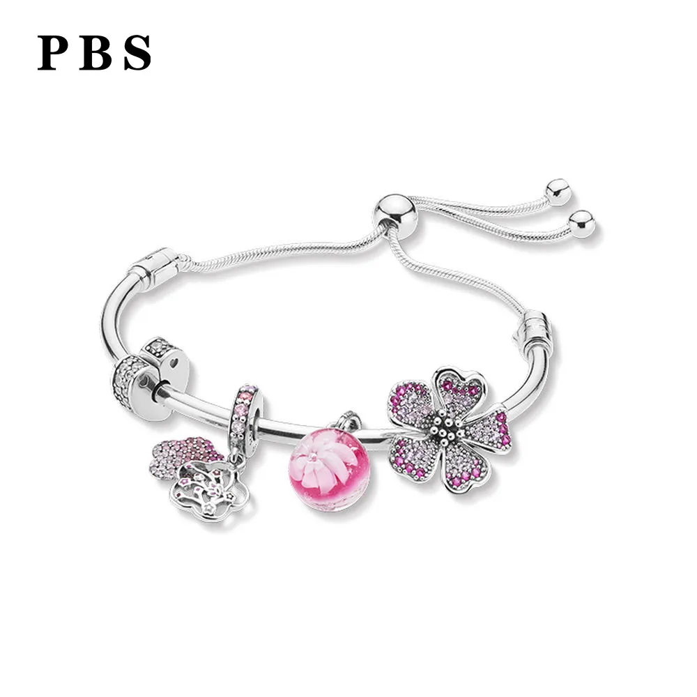 

PBS 100%925 Sterling Silver Original Copy High-quality 1:1 2019 New Peach Blossom Series Bracelet With Logo Free Shipping