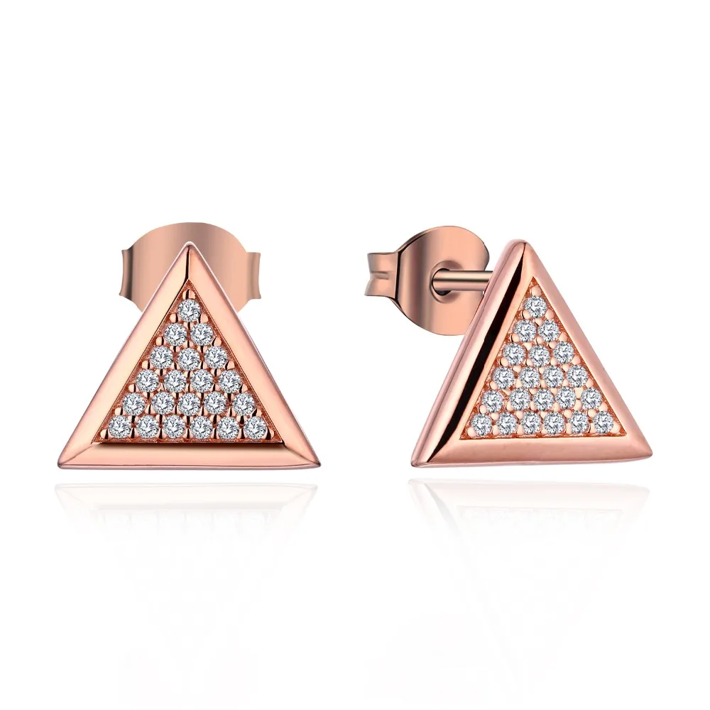 YL 14 K Rose Gold Stud Earring Small Diamond Triangle Earrings Engagement Anniversary Gift Fine Jewelry gold small triangle stud earrings