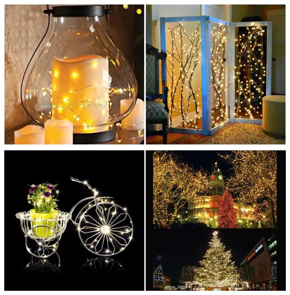 5M 50leds / 10M 100leds Silver Wire Garland USB LED String lights Holiday lighting For Fairy Christmas Wedding Party Decoration 5M 50leds / 10M 100leds Silver Wire Garland USB LED String lights Holiday lighting For Fairy Christmas Wedding Party Decoration