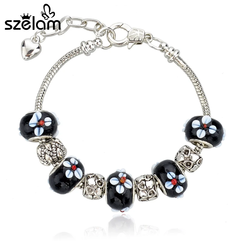 Szelam низкая серебро муранского стекла бусины браслеты для женщин ювелирное изделие, змея цепи браслеты и браслеты SBR140401