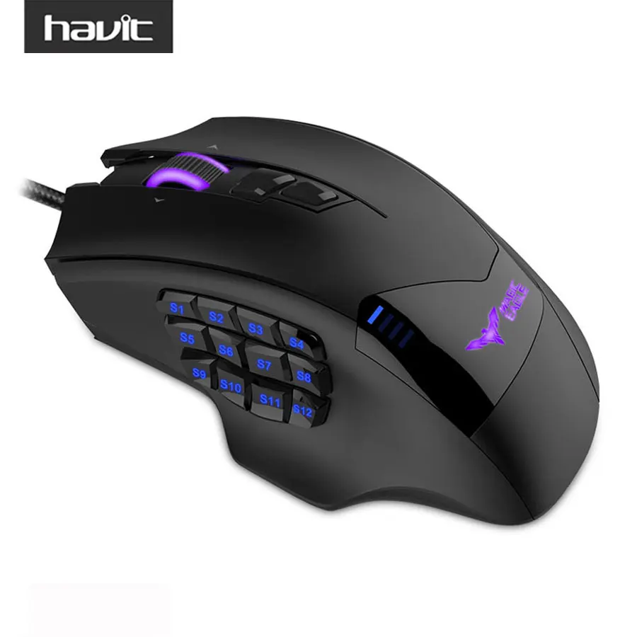 Prix pour Havit 12000 dpi 19 boutons programmables optique capteur pixart pmw 3360 optique souris de jeu mmo hv-ms735 Prix pour Havit 12000 dpi 19 boutons programmables optique capteur pixart pmw 3360 optique souris de jeu mmo hv-ms735