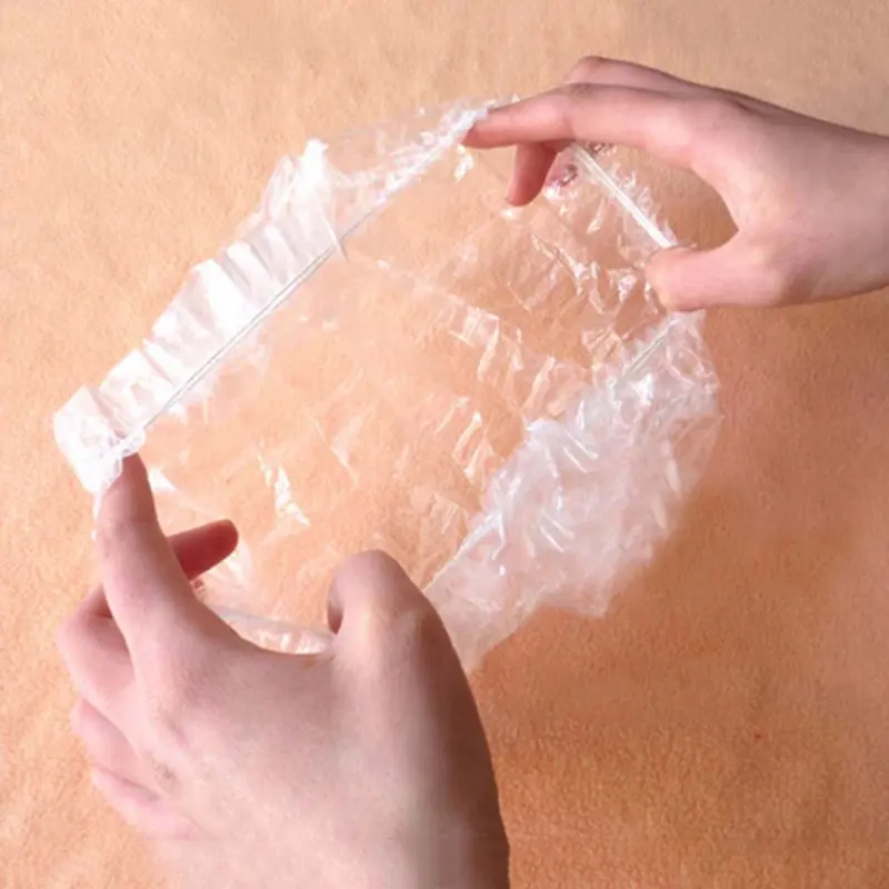 Disposable Clear Transparent Spa Hair Salon Home Shower Bathing Elastic Cap Styling Accessories 100pcs