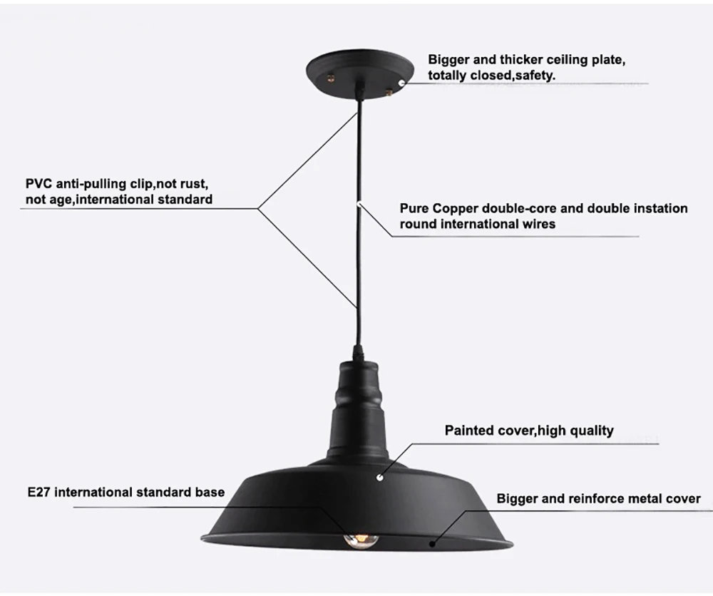 GO OCEAN Pendant Lights Modern Iron Painted Lamp Living Room Parlor Black Indoor Lighting Industrial Pendant Light Lamps (14)