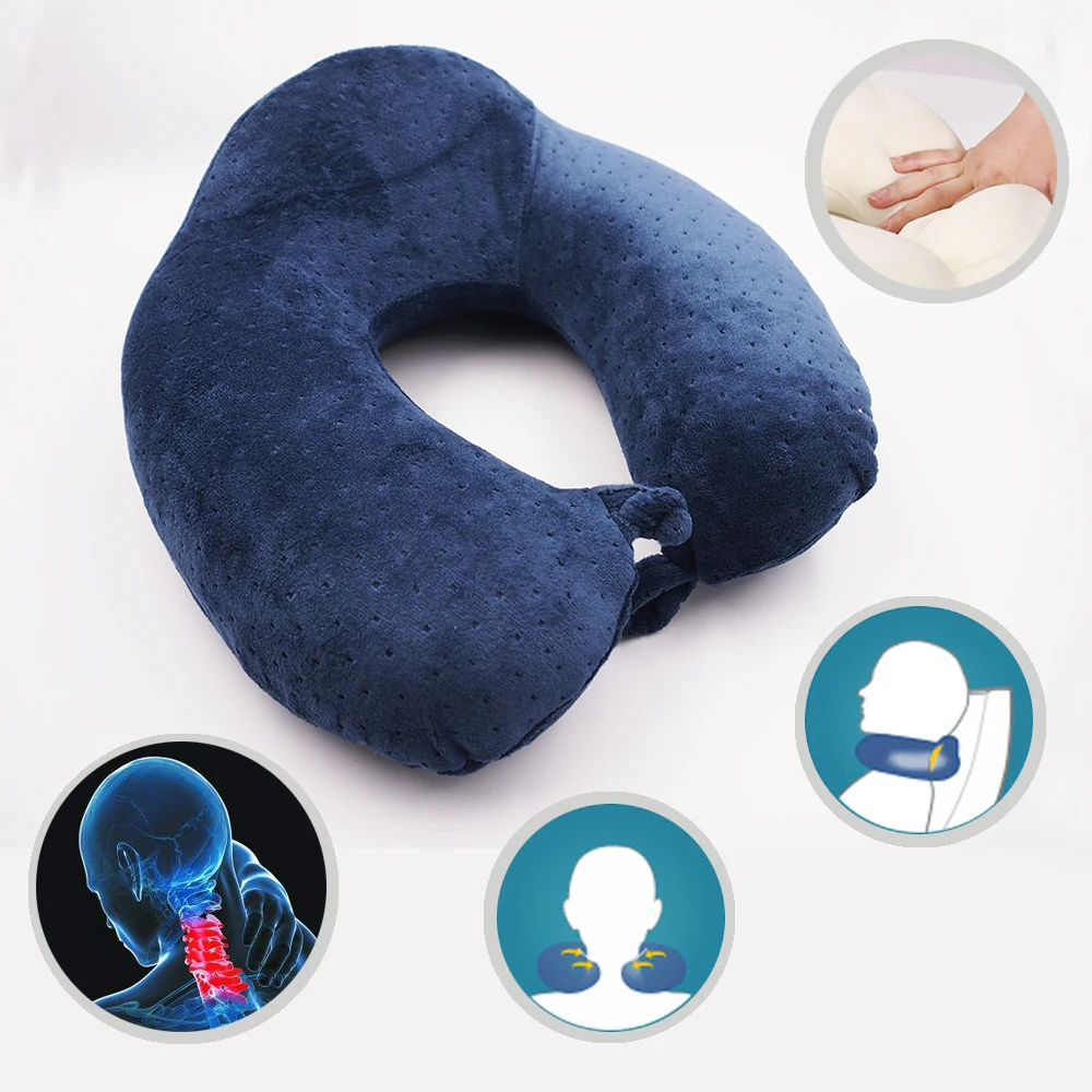 

u shape memory foam neck pillow for airplane travel pillow removable covers with zipper office chair neck pain relief