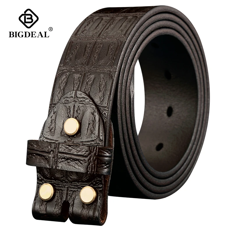 Genuine Leather Belts Without Buckle for Men Brand Strap Vintage Jeans Cowskin Strap With One ...