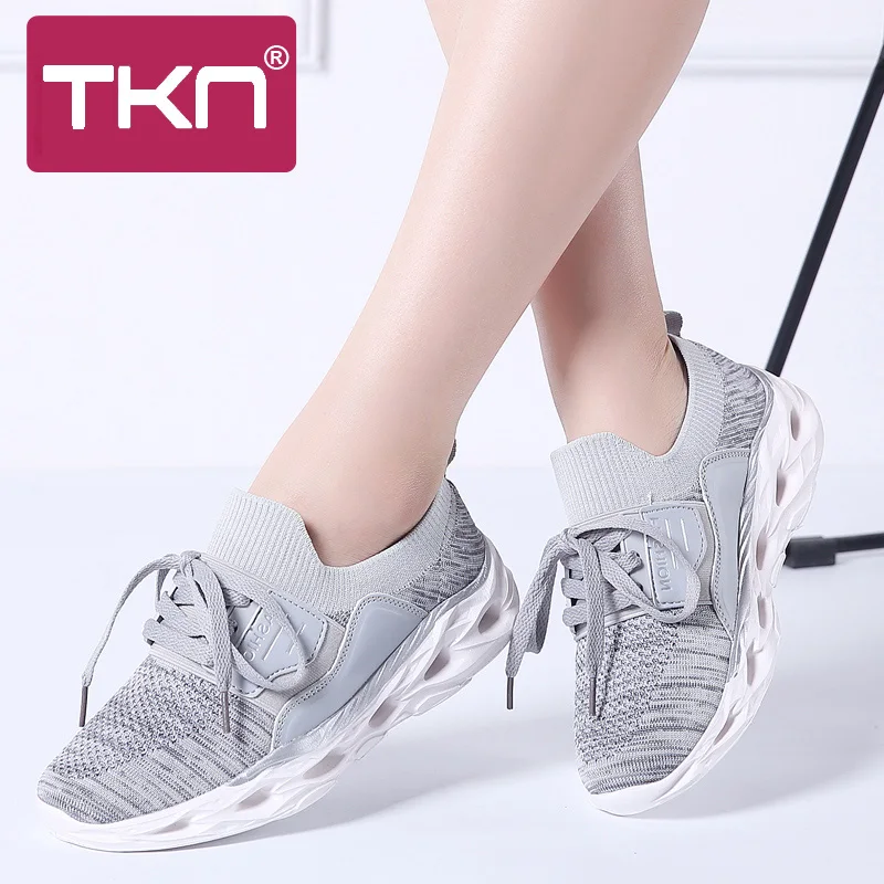 

TKN 2019 Spring Women Sneakers Shoes Ladies Lace Up Flats Shoes Breathable Mesh Slip on Walking Woman Chaussres Femme Shoes 318