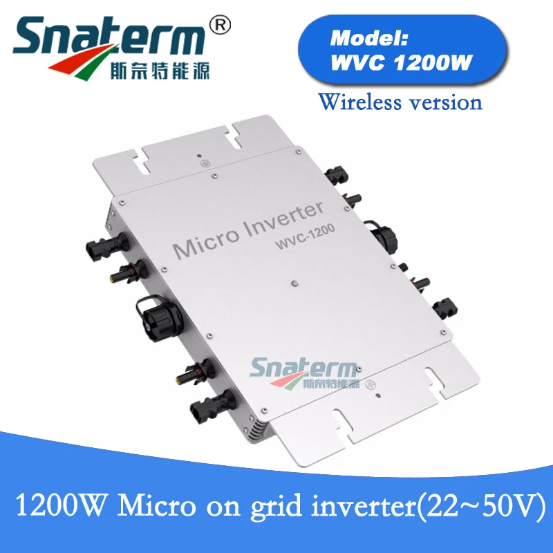 

Pormotion!!MPPT WVC1200 Solar Grid Tied Pure Sine Wave PV Inverter 1200W Micro inverter wireless communication AC120V AC230V
