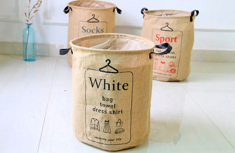 23x29 سنتيمتر اليابانية القطن البقالة سلة الغسيل تخزين برميل الأخضر التعميم صندوق تخزين