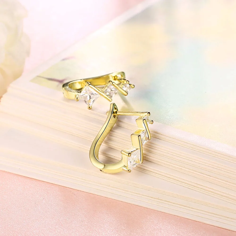 CHUKUI Christmas Jewelry Korean Small Rhinestone Crystal Hoop Earrings Gold Hoops Boucle D'oreille Femme 2018 (7)
