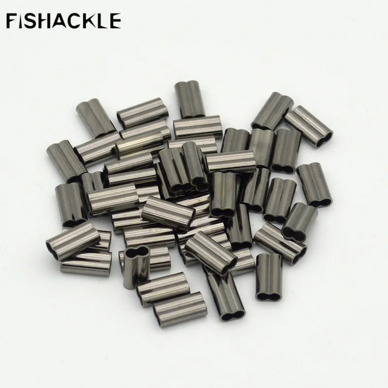FISHACKLE 50pcs/lot Fishing Crimp Copper Sleeves Size 0.5 2.0mm Double