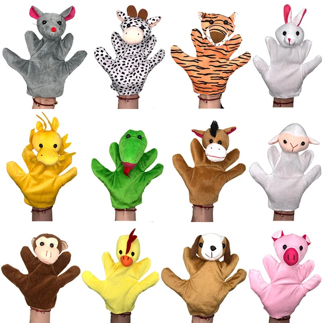 12PCS Animal Finger Puppet Plush Toy for Children Baby Favor Dolls Tell Story Props Cute Cartoon Fingerdoll Kids Soothing Baby 1
