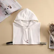 Женский весенне-осенний свитер, рубашка, украшение, искусственный воротник, хлопок, тонкий, с капюшоном, отстегивающиеся воротники-обманки, бандажная майка с лямками, Топ