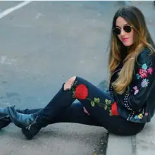 Женские сексуальные с высокой талией 3D вышивка сексуальные рваные джинсы узкие брюки обтягивающие тянущиеся весенние и летние джинсы с дырками, брюки S6