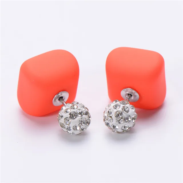 10 pairs/lot Wholesale Modern Matte Double Sided Square Stud Earrings