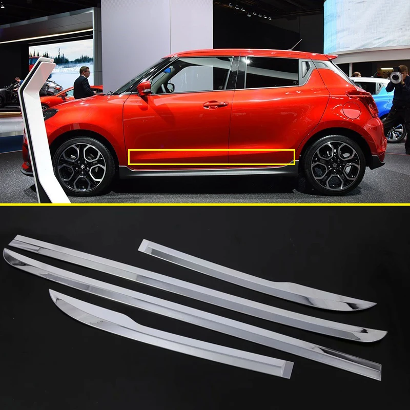 

Car Styling Chrome Car Door Body Lower Bottom Mouldings Sill Cover Trim 1pcs For Suzuki Swift 2017 2018