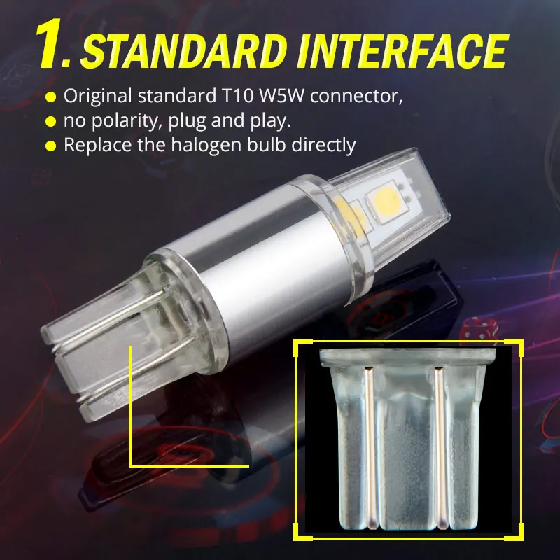 NAO T10 W5W светодиодный 5w5 DRL светильник 12V Авто 3030 SMD 194 168 просвет пластина светильник 6000K 450LM ксеноновые, белые, желтые, красные автомобильные аксессуары