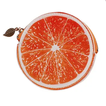 

Women Fashion Cute Round Fruit Print Zipper Faux Leather Mini Wallet Coin Purse Clutch Gift