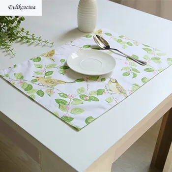 

Free Shiping Yellow Bird Green Leaves Placemat Dining Table Coaster Cloth Insulation Coffe Tea Cup Pad Kitchen Mantel For Table