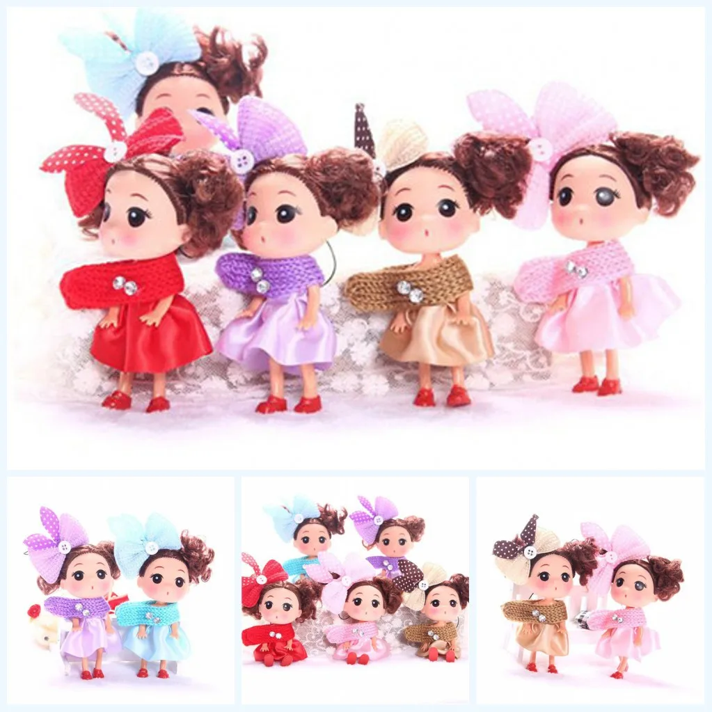 

12cm Brown Hair Confused Doll Wedding Dolls Pretend Toys For Girls Cake Decor Cute Korean Doll Children's Toys